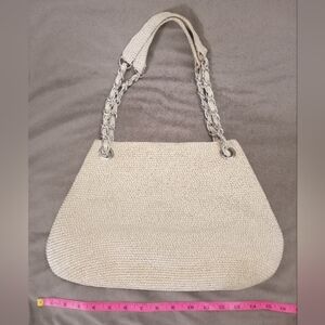 Vintage Tweed Lurex Gold/Cream Adjustable Strap Hand/Shoulder Bag